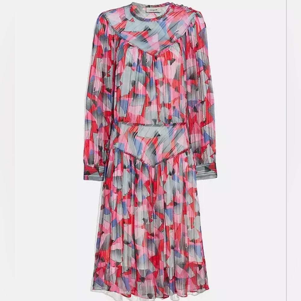 NWT COACH Bold Geo Yoke Knee length Spring Easter Dress Size 10, $595 Retail - Picture 2 of 16